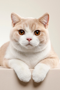 乳黄加白的英国短毛猫图片